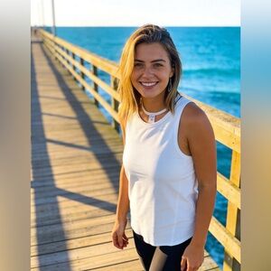 PBX Pro White Ribbed High-Neck Athletic Tank Top